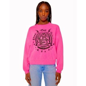 Mother The Drop Sweatshirt Mind Your Mother Pink Large NWT Cotton Abstract